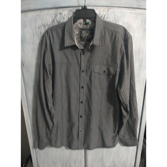 Drill Y2K Grunge Men's Buttoned Collared Shirt Size XL Gray - Picture 1 of 9